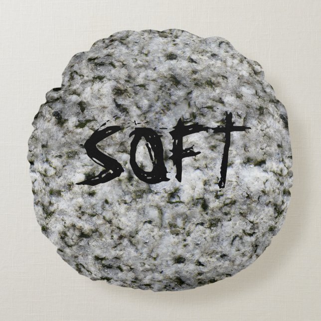 Granite Rock White with Text Round Pillow (Front)