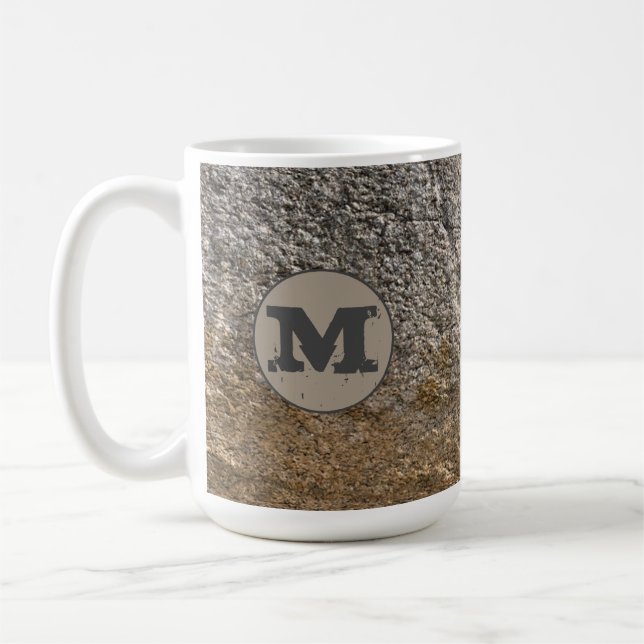 Granite Rockface Initial Coffee Mug You Customize (Left)
