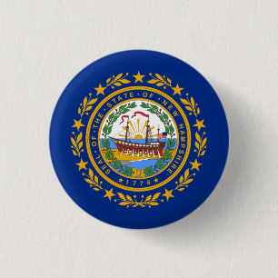 Granite Stater Flag, Flag of New Hampshire 1 Inch Round Button
