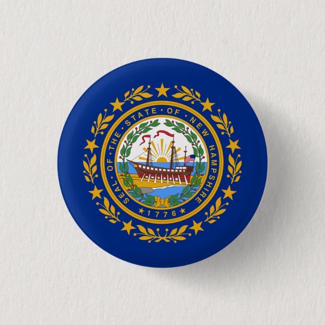 Granite Stater Flag, Flag of New Hampshire 1 Inch Round Button (Front)