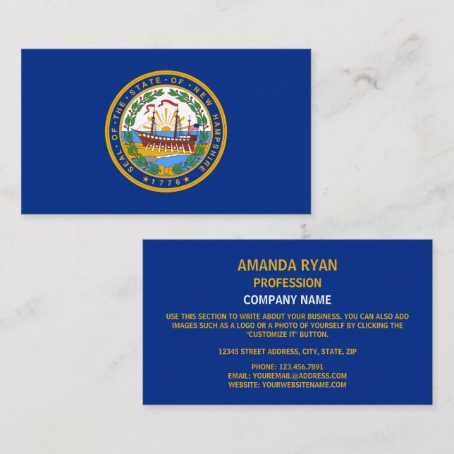 Granite Stater Seal, Seal of New Hampshire Business Card (Front/Back)