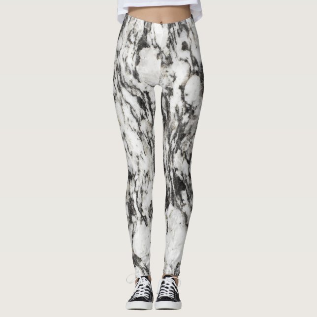 Granite texture | Background of marble in black Leggings (Front)