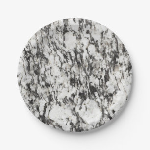 Granite texture Background of marble in black Paper Plate