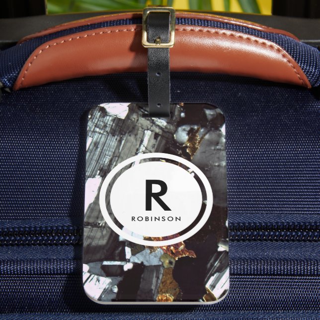 Granite Thin Section Monogram Luggage Tag (Front Insitu 2)
