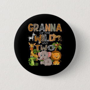 Granna Of The Wild And Two Zoo Safari Jungle Birth 2 Inch Round Button