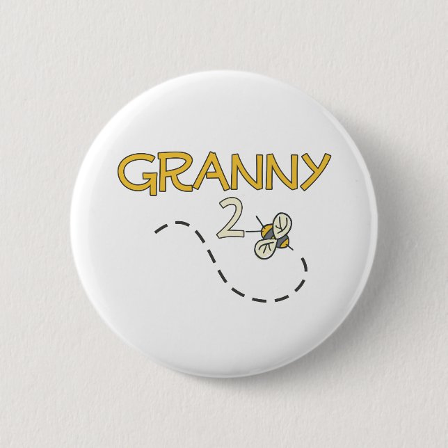 Granny 2 Bee Inch Round Button (Front)
