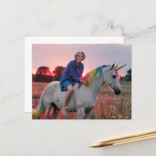 Granny and Her Unicorn in the Meadow Postcard