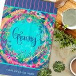 Granny Blue Pretty Floral Hearts Personalized Kitchen Towel<br><div class="desc">Pretty Colourful Granny Floral Personalized Message Towels. These pretty hand written Granny chic towels are perfect to add some joy to your kitchen. Whether you're a seasoned chef or an aspiring home cook, these towels make the perfect companion for any culinary adventure. They also make delightful gifts for your granny...</div>
