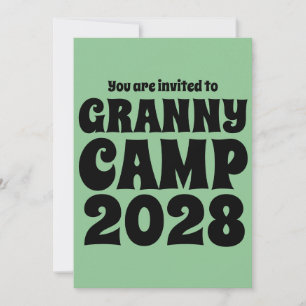 Granny Camp Retro Green Invitation