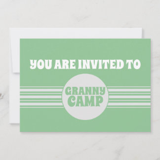 Granny Camp Retro Green Striped Invitation