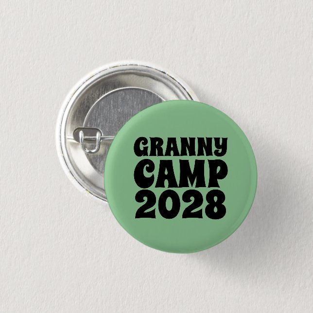 Granny Camp Retro Green Text 1 Inch Round Button (Front & Back)