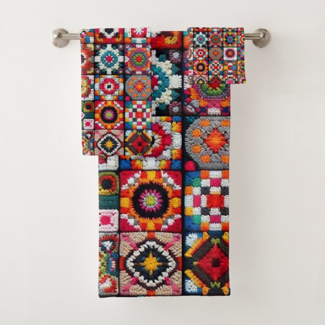 Granny Carré Crochet Motif couverture Imprimer (En situation)