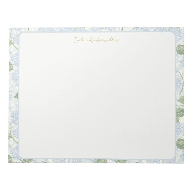Granny Chic Hydrangea Floral Customizable Notepad (Front)