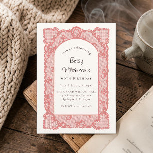 Granny chic Lace Arch Dusty Rose 60th Birthday  Invitation