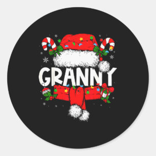 Granny Christmas Pajama Santa Claus Family Matchin Classic Round Sticker