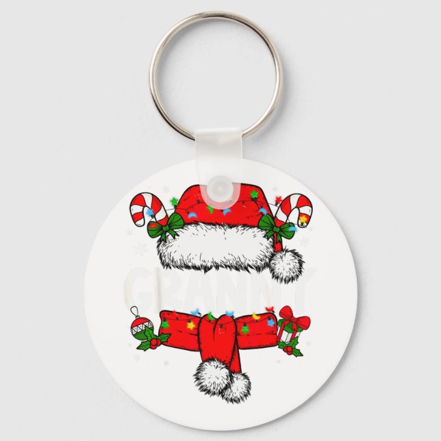 Granny Christmas Pajama Santa Claus Family Matchin Keychain (Front)