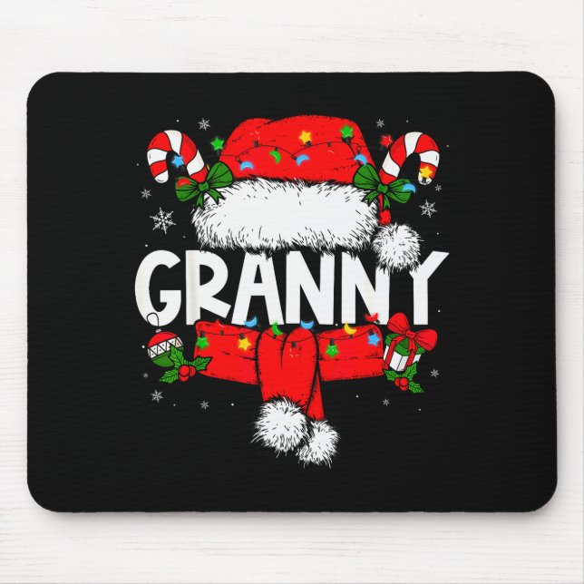 Granny Christmas Pajama Santa Claus Family Matchin Mouse Pad (Front)