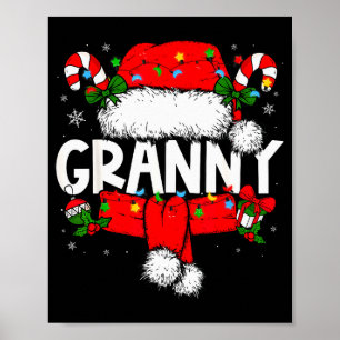 Granny Christmas Pajama Santa Claus Family Matchin Poster