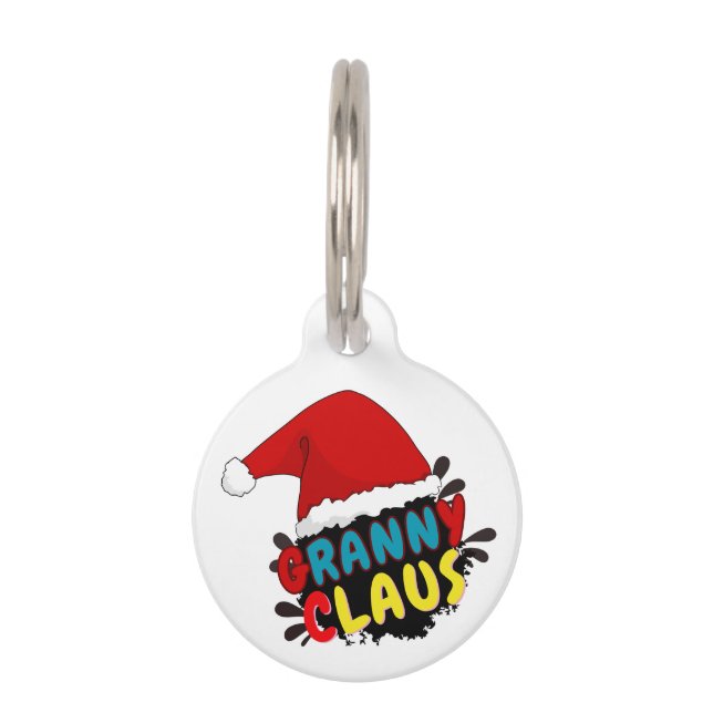 granny claus christmas gift, pet tag (Front)