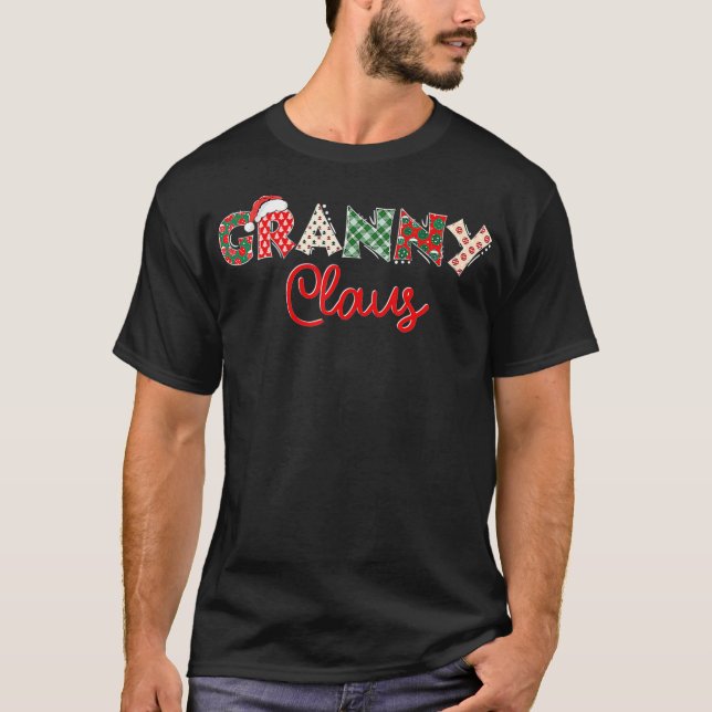 Granny Claus Santa Hat Merry Christmas Cute Granny T-Shirt (Front)