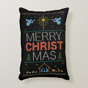 Granny Knit Christian Ugly Merry Christmas Sweater Accent Pillow