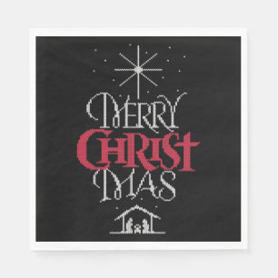 Granny Knit Religious Ugly Merry Christmas Sweater Napkin