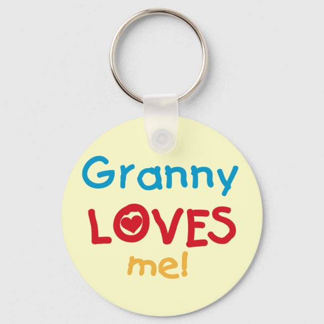 Granny Loves Me Tshirts and Gifts Keychain (Front)