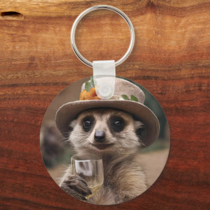 Granny Meerkat Wine Time, Keychain