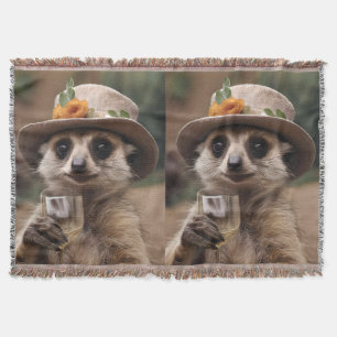 Granny Meerkat Wine Time, Throw Blanket