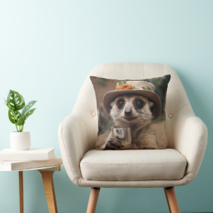 Granny Meerkat Wine Time, Throw Pillow
