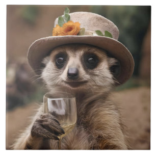 Granny Meerkat Wine Time, Tile