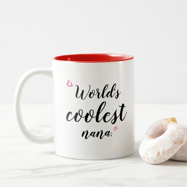 granny mug "La nana la plus cool du monde" texte d (Avec donut)