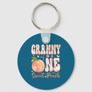 Granny of one sweet peach 1st birthday girl party  keychain