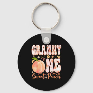 Granny of one sweet peach 1st birthday girl party  keychain