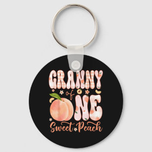 Granny of One Sweet Peach 1st Birthday Girl Party Keychain