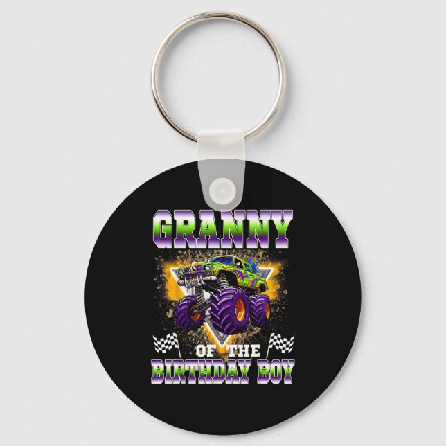 Granny Of The Birthday Boy Monster Truck Birthday  Keychain (Front)