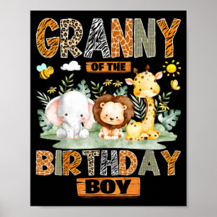 Granny of the birthday boy safari jungle wild poster