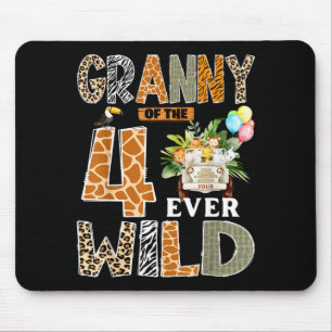 Granny Of The Four Ever Wild Safari 4th Birthday B Mouse Pad
