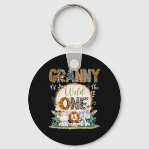 Granny Of The Wild One First Birthday Safari Woodl Keychain