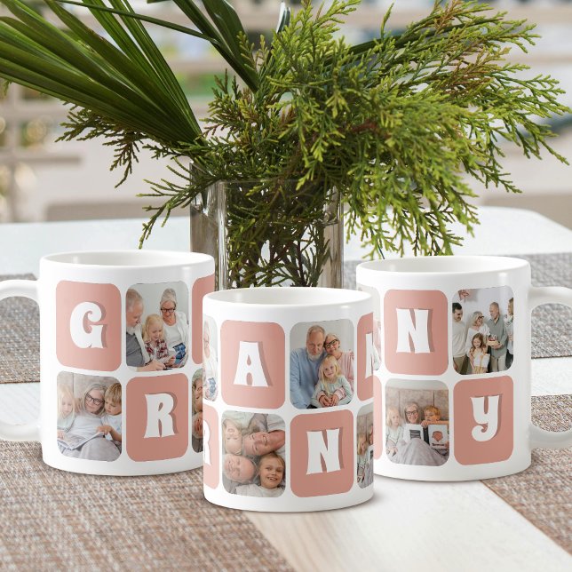 Granny Photo Collage Retro Text 6 Picture Template Coffee Mug (Creator Uploaded)