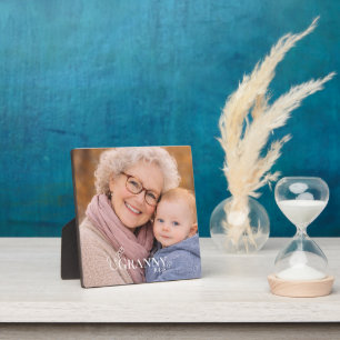 Granny Photo Established Year Modern Heart Plaque