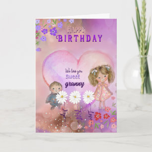 Granny Pretty Purple Pink Birthday Card