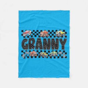 Granny Retro Monster Truck Family Crew Birthday Fleece Blanket