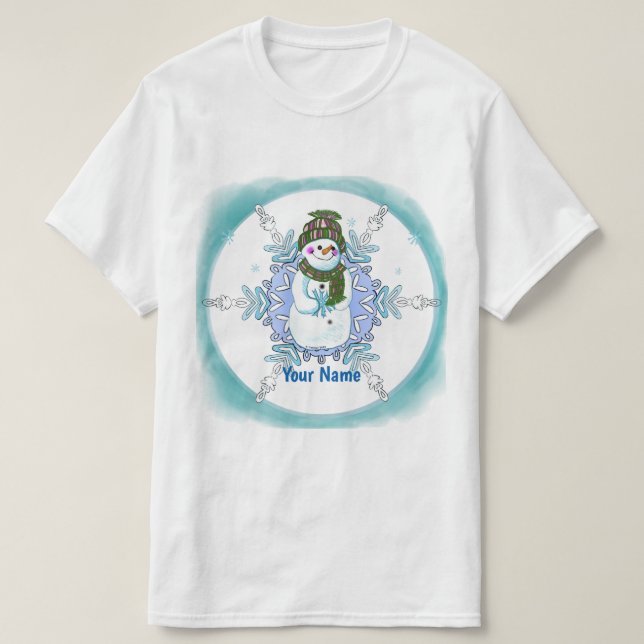 Granny Snowflake Snowman T-Shirt (Design Front)