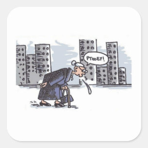 Granny Spitting! city w word square large stickers