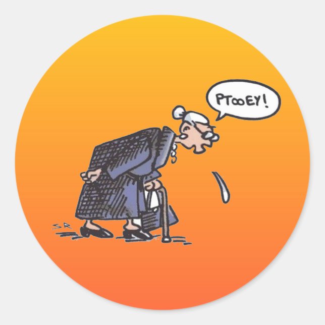 Granny Spitting! large round stickers (Front)