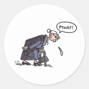 Granny Spitting! round large stickers
