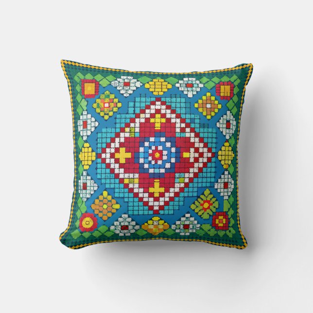Granny Square Bloomers Throw Pillow (Front)