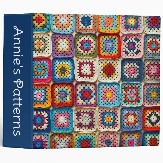 Granny Square Crocheted Quilt  Binder (Front/Spine)