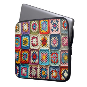 Granny Square Crocheted Quilt  Laptop Sleeve